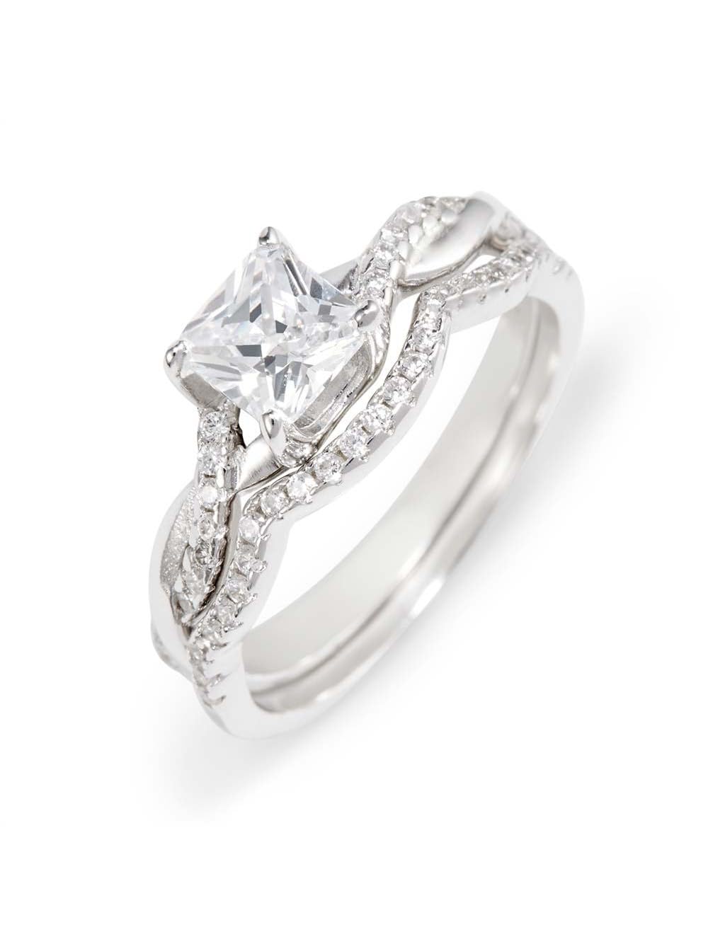 Princess Cut CZ Engagement Ring Set for Women - Sterling Silver Petite Wedding Band (Sizes 5-9) | Elegant Bridal Jewelry for Proposals, Anniversaries & Special Occasions