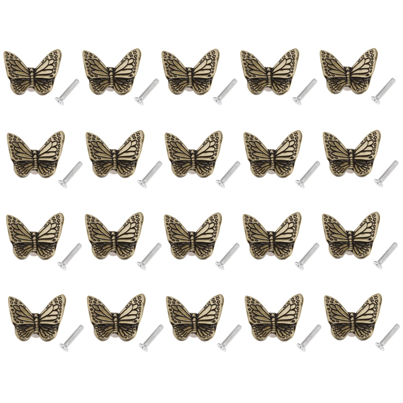 Dophee 20Pcs Butterfly Drawer Knobs - Antique Bronze Cabinet Handles for Wardrobe & Jewelry Box