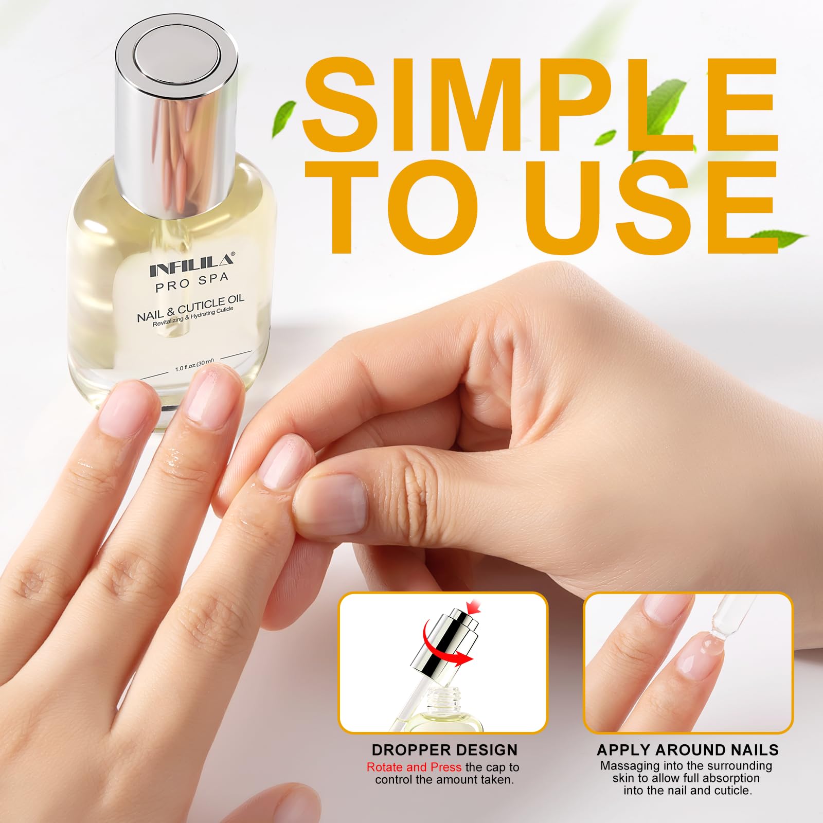 NXJ INFILILA Natural Cuticle Oil for Nails - Vitamin E Enriched Deep Hydrating Nail Honey Treatment for Dry, Cracked Cuticles - Nail Growth & Strength Care (Milk & Honey Scent) - Perfect for Manicures, Pedicures & At-Home Nail Care