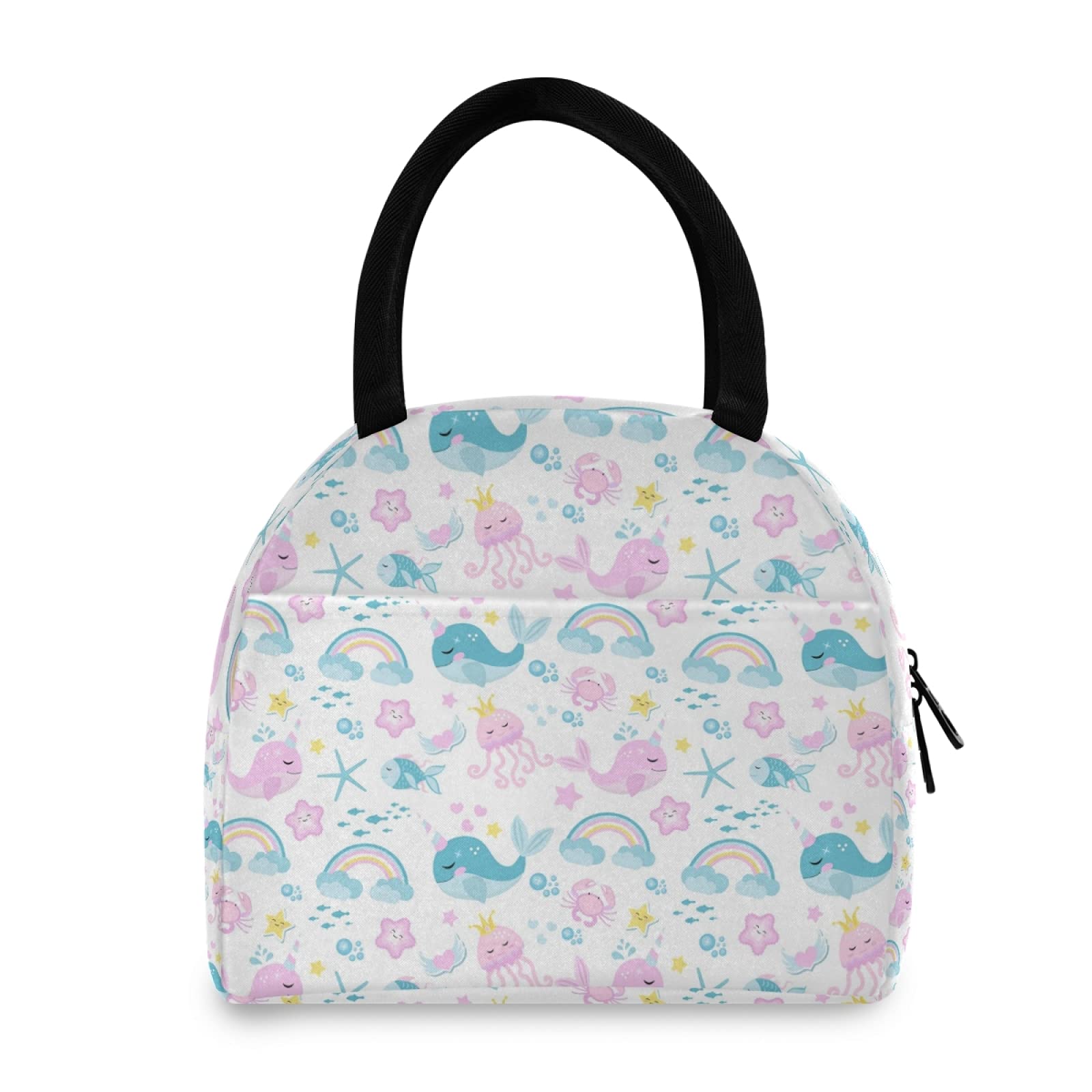 Insulated Narwhal Lunch Tote Bag for Women & Men - Leakproof Reusable Lunch Box Container - Perfect for Work, School, Picnics & Outdoor Activities