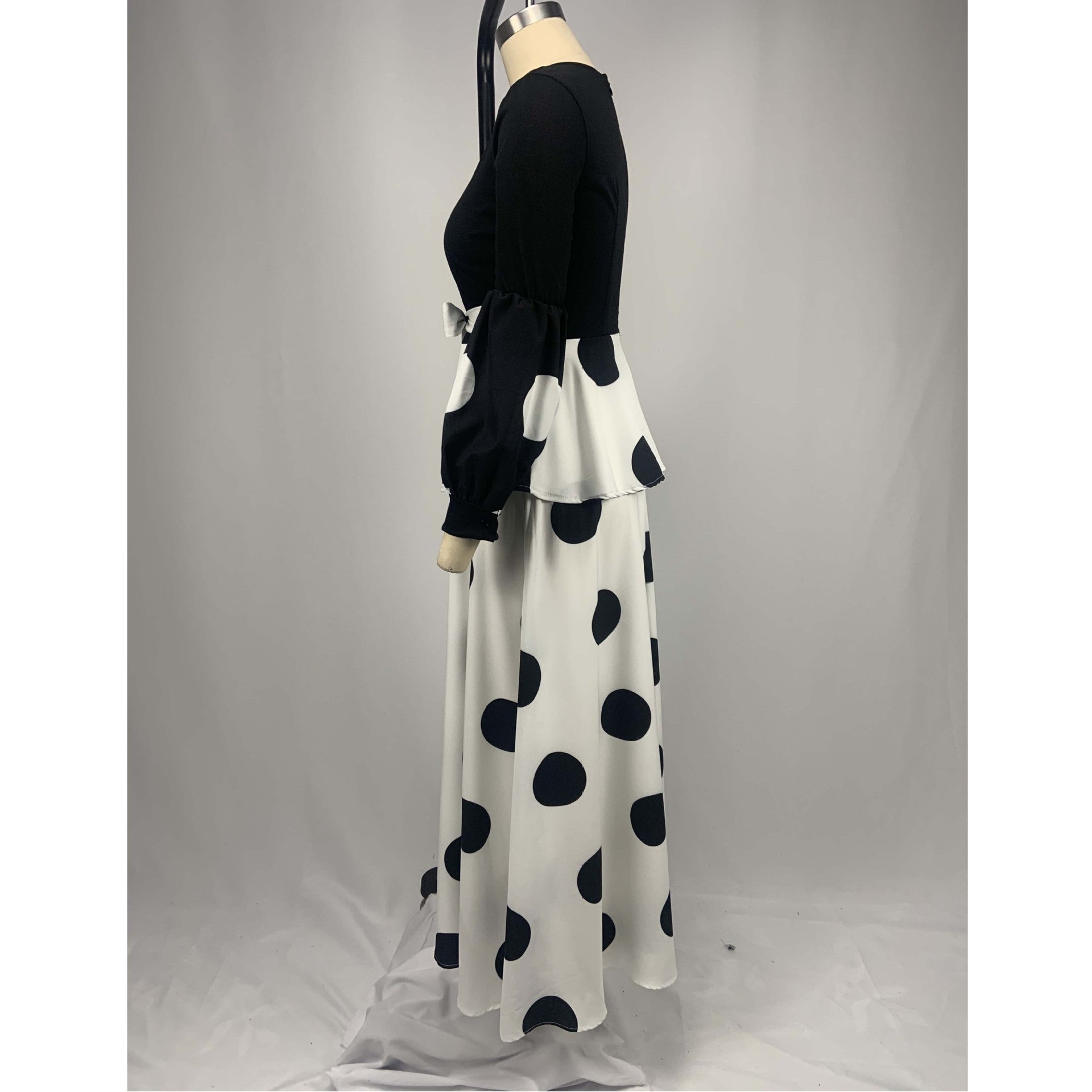 European & American Women's High Waist Mesh Dot Print Long Dress - Cross Border Fashion for Parties, Weddings & Evening Events