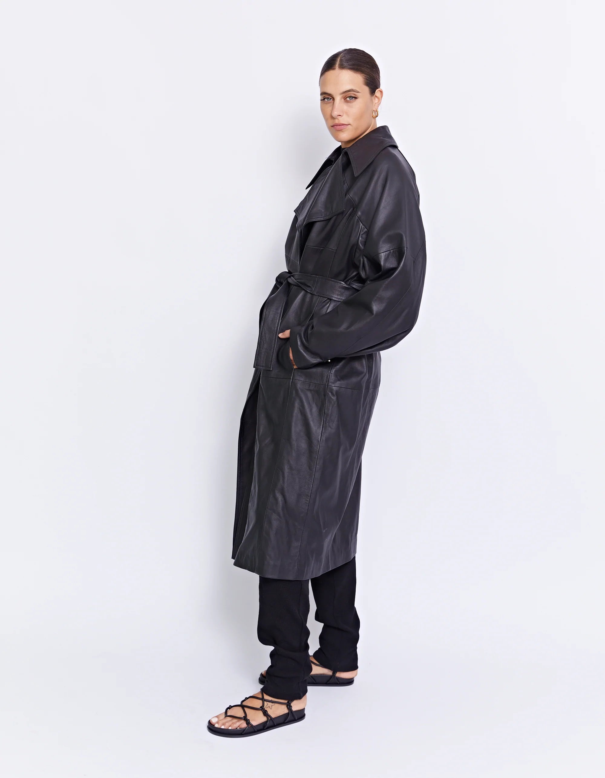 Premium Genuine Leather Trench Coat for Men & Women - Classic Waterproof Windbreaker with Belt - Perfect for Fall, Winter & Formal Occasions
