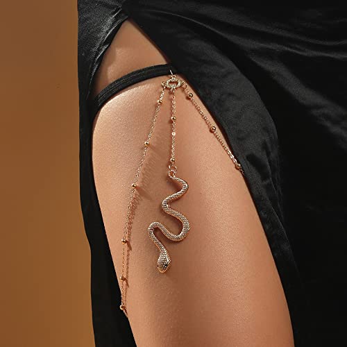 Women's Snake Leg Chain - Boho Thigh Chain with Snake Pendant Body Jewelry | Perfect for Music Festivals, Beach Parties & Boho Fashion Outfits