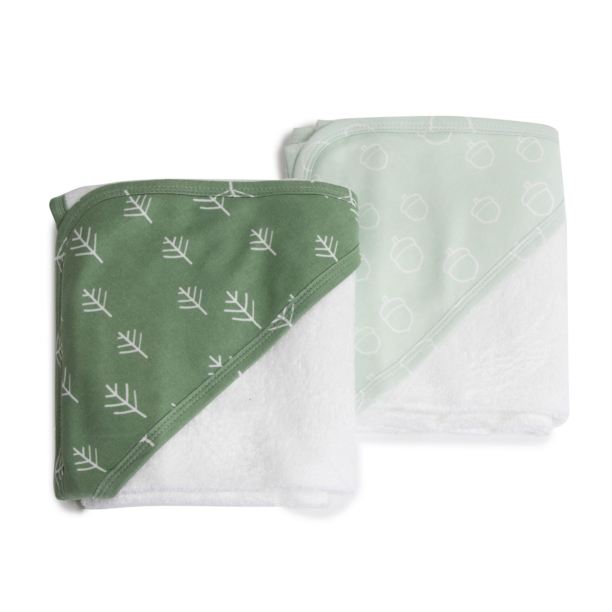 Nordic Style 2-Pack Hooded Towel Set - Soft Avocado & Forest Green Baby Bath Towels for Newborns, Infants & Toddlers - Perfect for Bath Time, Swimming & Beach Outings
