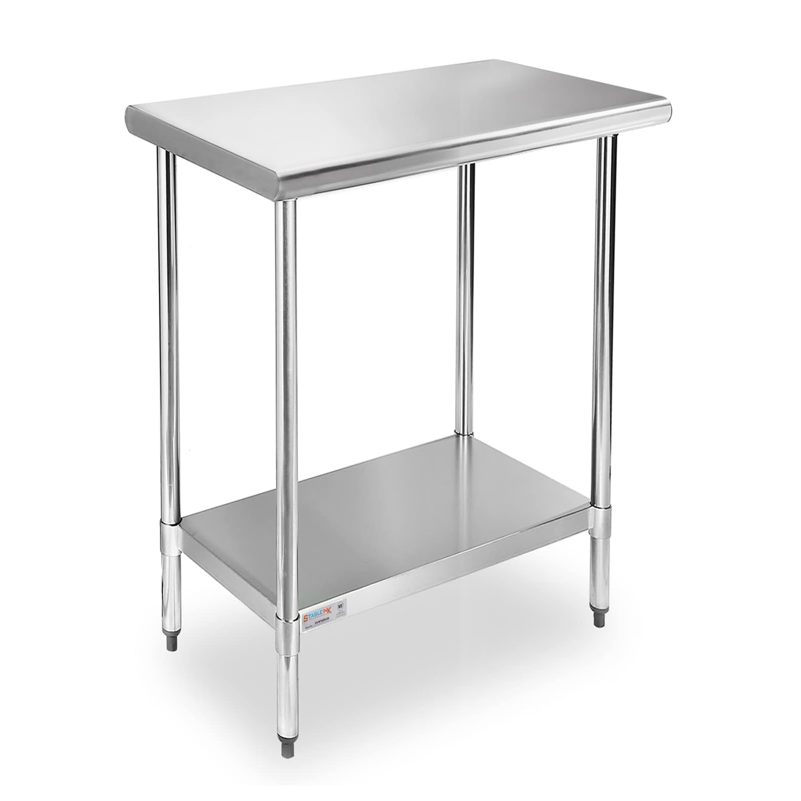 STABLEINK NSF Stainless Steel Work Table - 30 x 18 Inches Commercial Prep Table with Adjustable Undershelf | Heavy Duty Metal Table for Restaurant Kitchen, Hotel, Bakery & Garage Use | Perfect for Food Prep, Storage & Workshop Projects