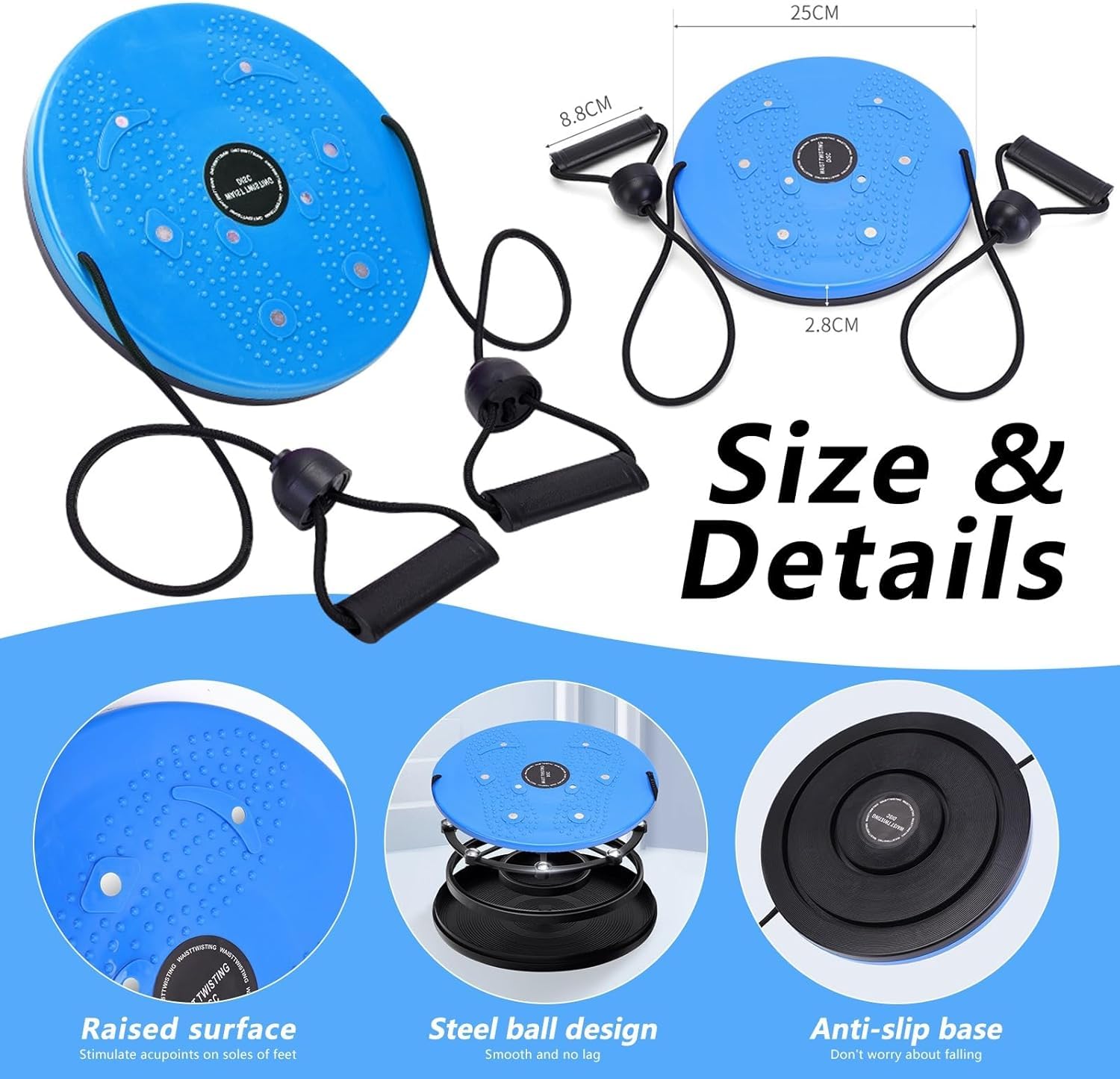 Waist Whisper Disc Ab Twister Board - Core Workout Equipment for Waist Slimming & Toning - Strengthen Abs & Obliques - Perfect for Home Gym, Office Fitness & Weight Loss Routines