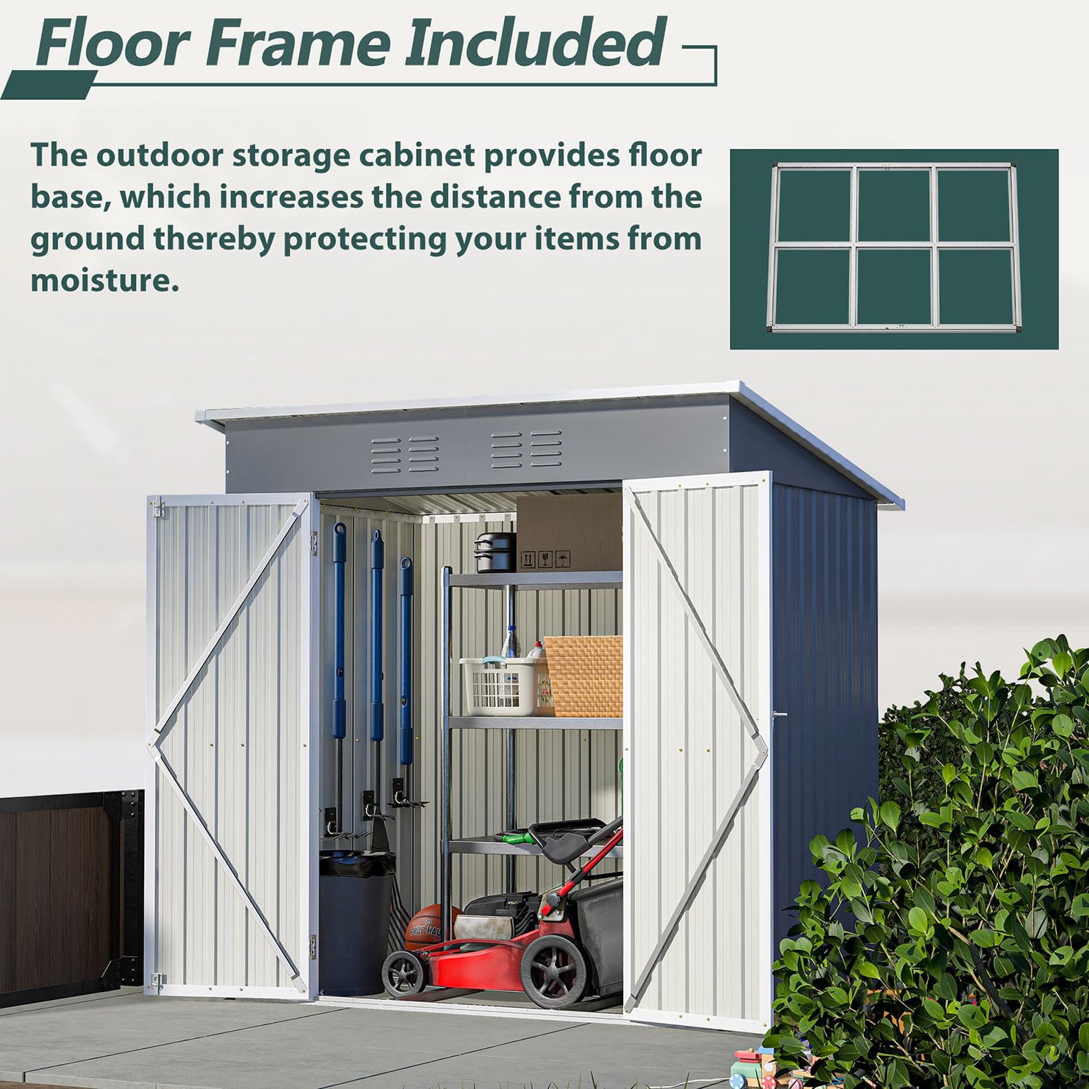 6x4 FT Outdoor Storage Shed - Lockable Metal Garden Shed for Tools, Patio & Backyard Organization | Weather-Resistant Lawn & Yard Storage Solution for Gardening Equipment & Outdoor Gear