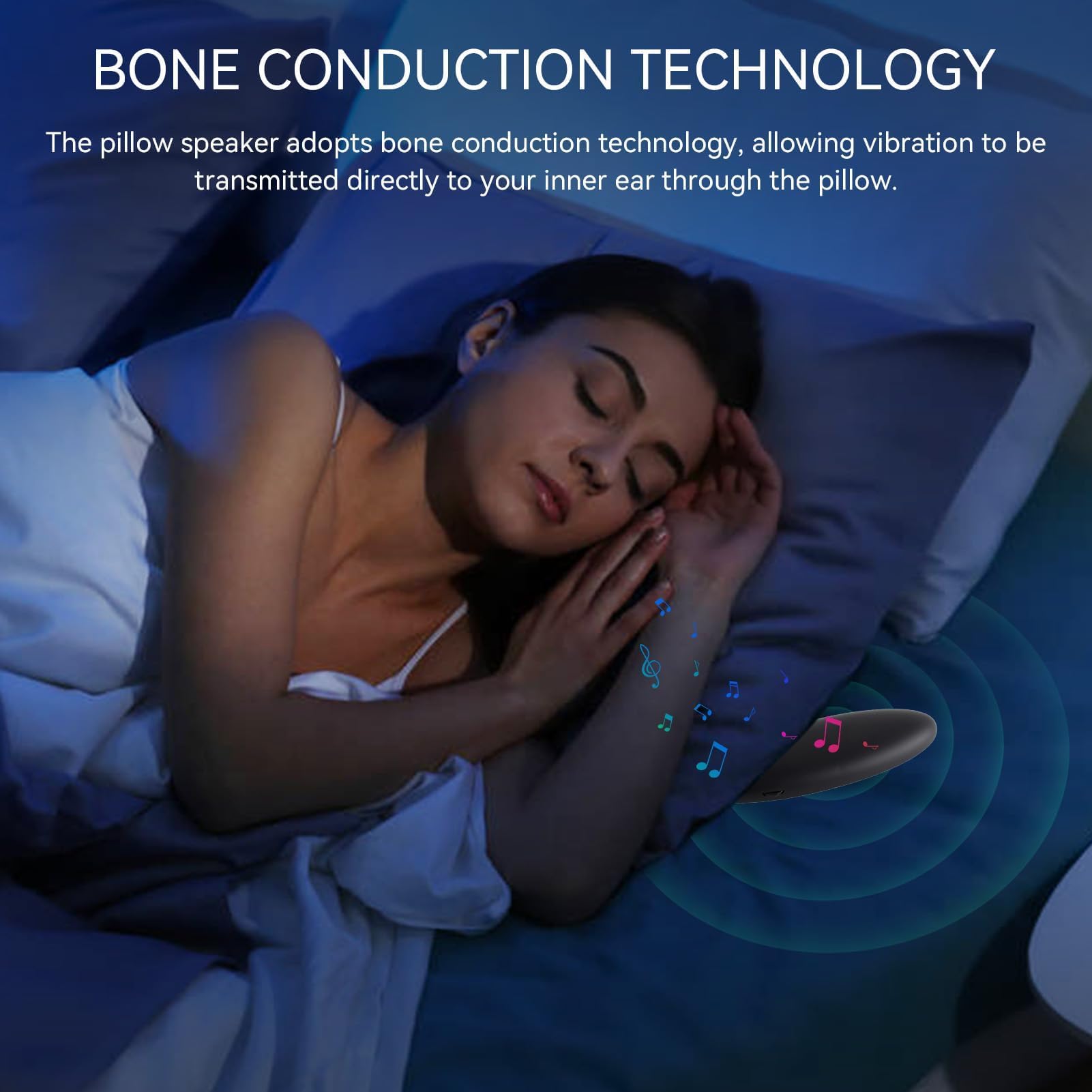 Cyrank Bone Conduction Pillow Speaker - Wireless Bluetooth Sleep Headphones with Stereo Bass for Deep Sleeping | Perfect for Nighttime Relaxation, Meditation & Insomnia Relief