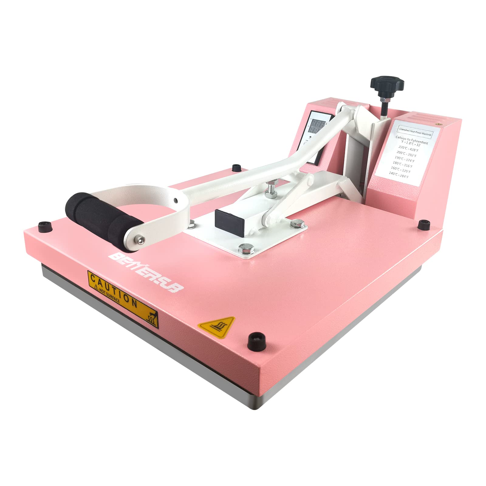 BetterSub 15x15 Inch Digital Heat Press Machine for T-Shirts - Industrial Quality Clamshell Sublimation Transfer Press (Pink) - Perfect for DIY Apparel, Custom T-Shirt Printing & Small Business Use