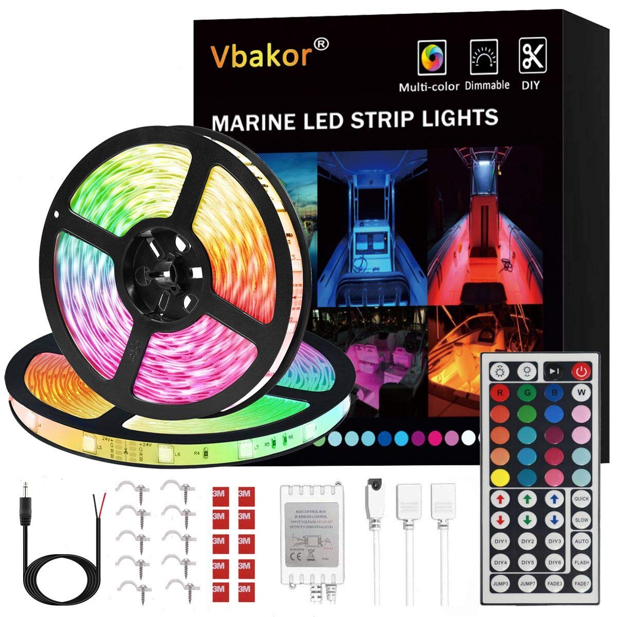 32.8FT Waterproof LED Strip Lights for Boats - Marine Pontoon Lighting, Multi-Color Deck Lights for Bass/Jon Boats, Night Fishing & Interior Boat Lighting | Perfect for Party Cruises & Nighttime Navigation