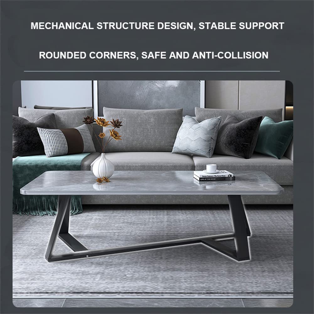 Modern Wood Top Rectangular Coffee Table with Metal Frame - Black 80×50×46cm - Easy Assembly Living Room Furniture for Home Decor | Perfect for Lounge, TV Room & Small Spaces