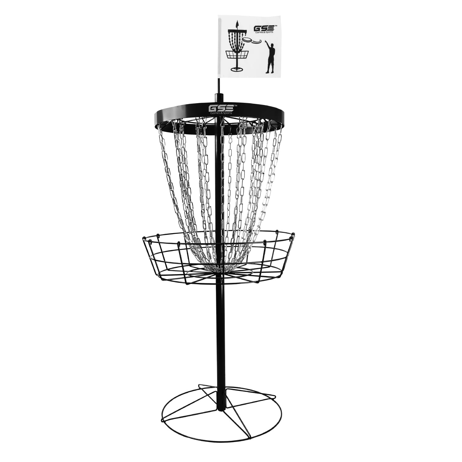 GSE PRO Portable Disc Golf Target Basket - 12 or 24 Chain Options | Heavy-Duty Metal Practice Basket for Outdoor Disc Golf Training | Perfect for Backyard, Park & Tournament Practice