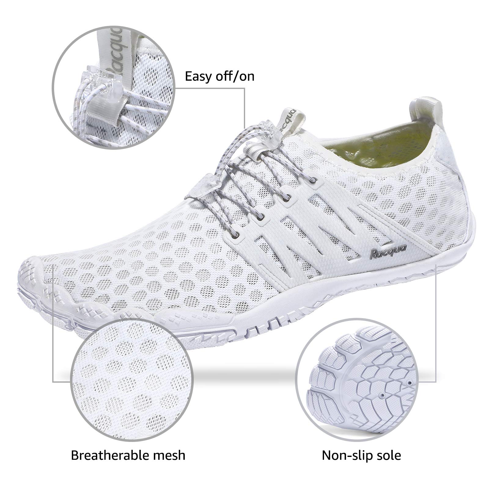 **Racqua Composite Mesh Water Shoes for Men & Women - Lightweight Quick-Dry Aqua Shoes for Swimming, Beach, Surfing & Water Sports**