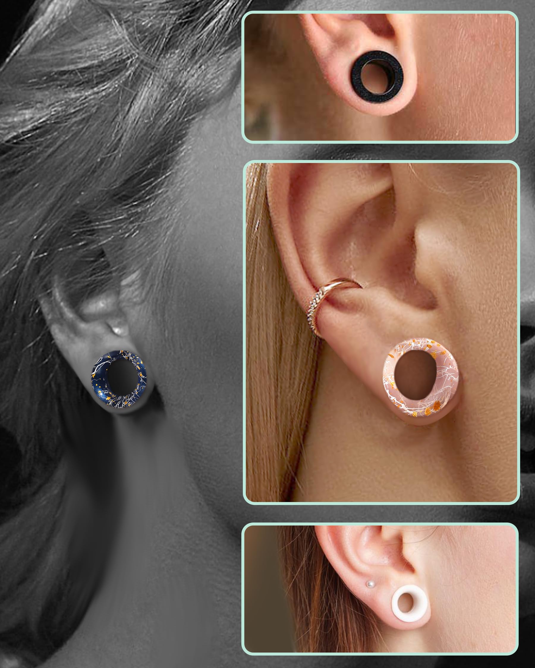 COCHARM 8PCS Soft Flexible Silicone Ear Gauges - Double Flared Tunnels & Plugs (0g, 00g, 1/2 Inch) - Vibrant Colored Silicone Earrings for Stretching & Style | Perfect for Everyday Wear, Parties & Alternative Fashion