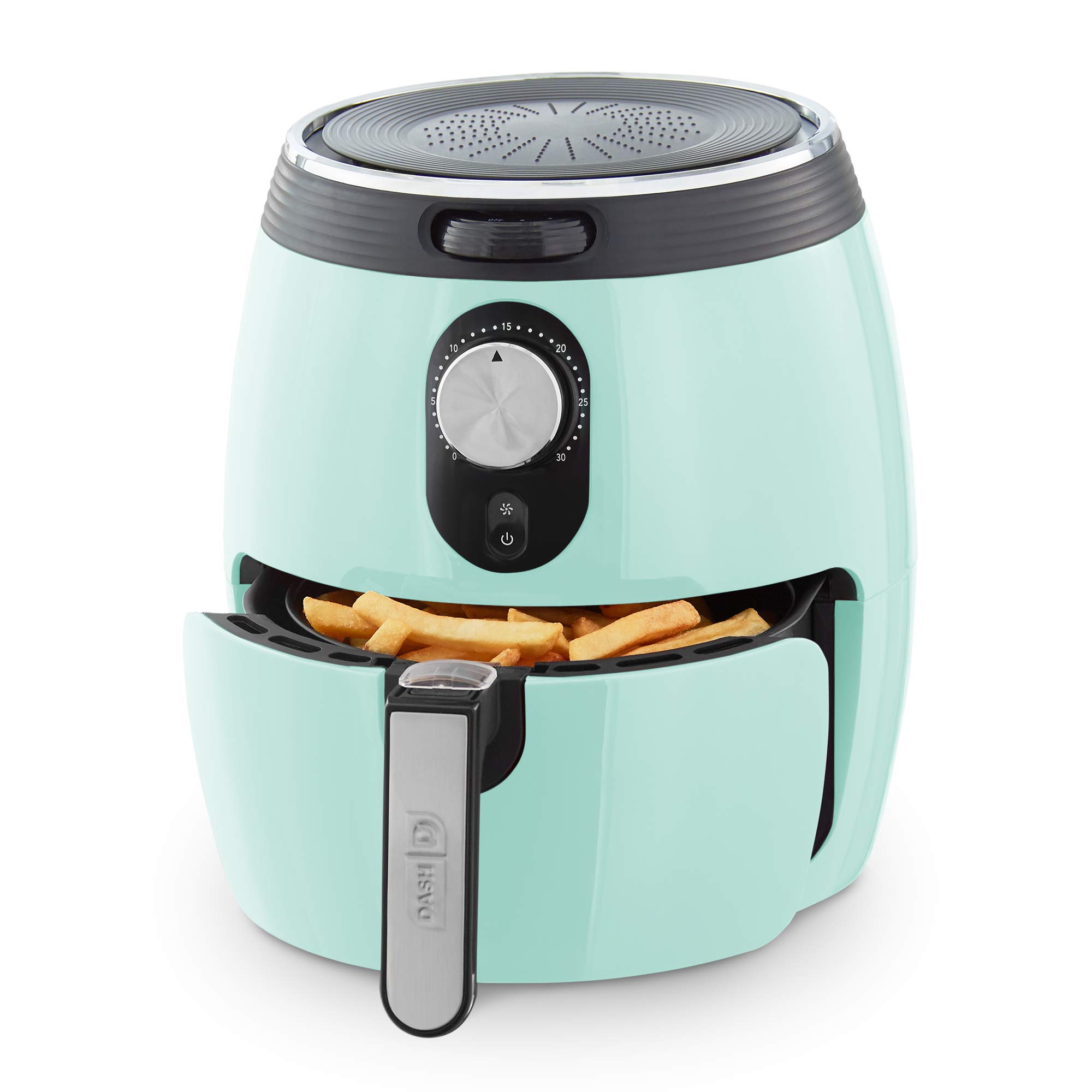 Dash Deluxe 3 Quart Electric Air Fryer Oven with Temperature Control, Non-Stick Basket & Auto Shut-Off - 1200W, Aqua Blue - Perfect for Healthy Frying, Baking, Roasting & Reheating Meals