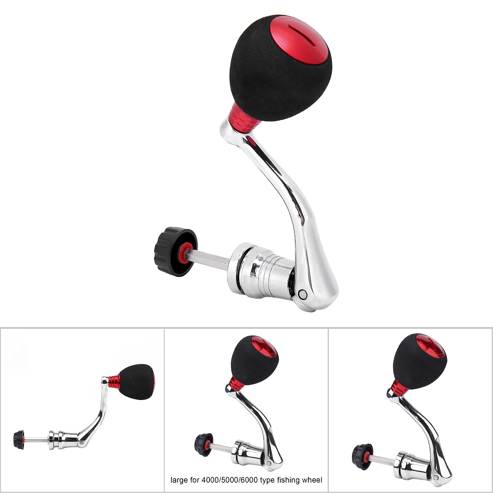 Metal Spinning Fishing Reel Power Handle - Rocker Arm Grip Accessory for Spinning Reel Replacement Parts (Left, Red) | Durable Metal Fishing Reel Handle Upgrade for Saltwater & Freshwater Fishing