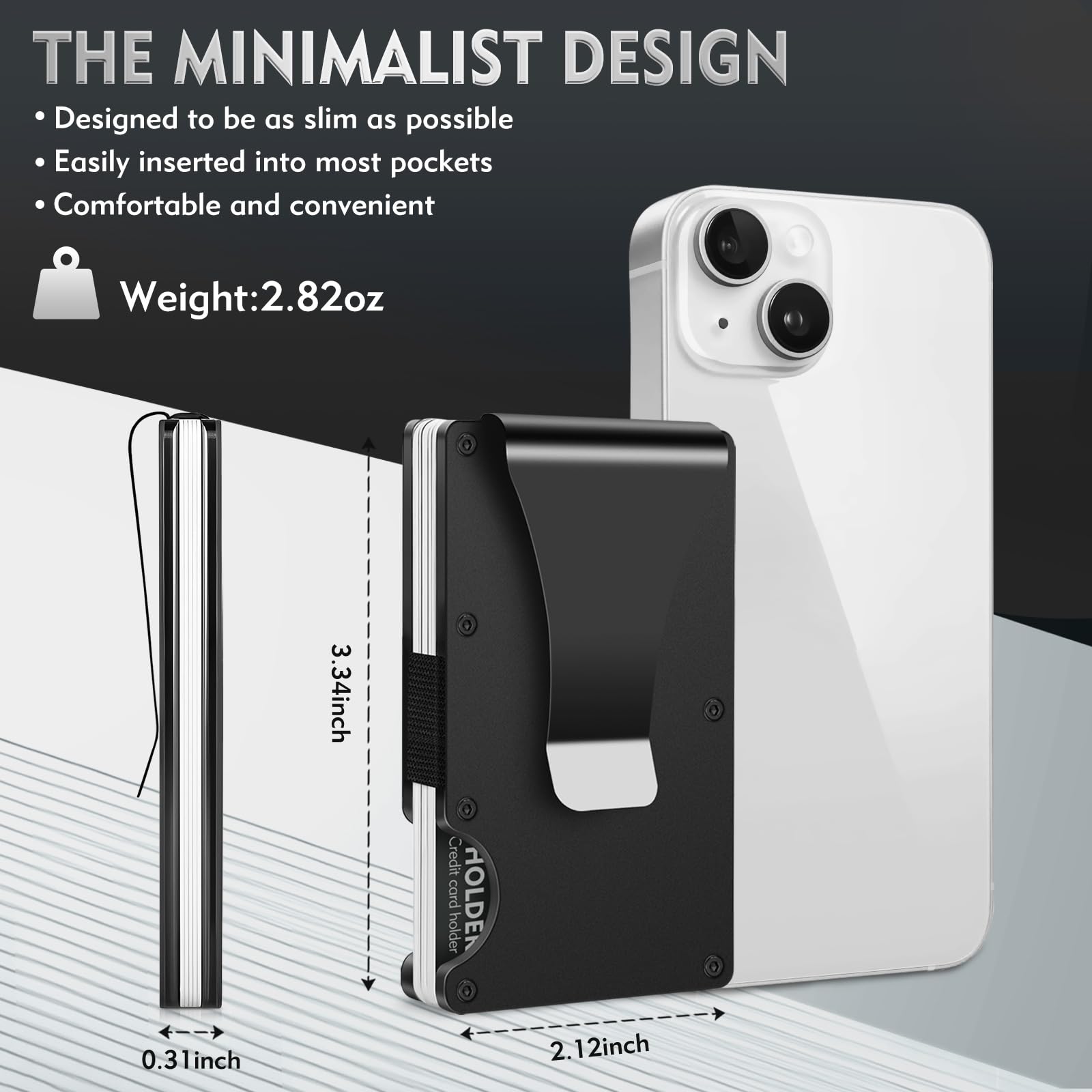 Premium RFID Blocking Minimalist Wallet for Men & Women - Slim Metal Wallet with Money Clip, Anti-Scratch Credit Card Holder | Perfect for Travel, Business & Everyday Use (Black)
