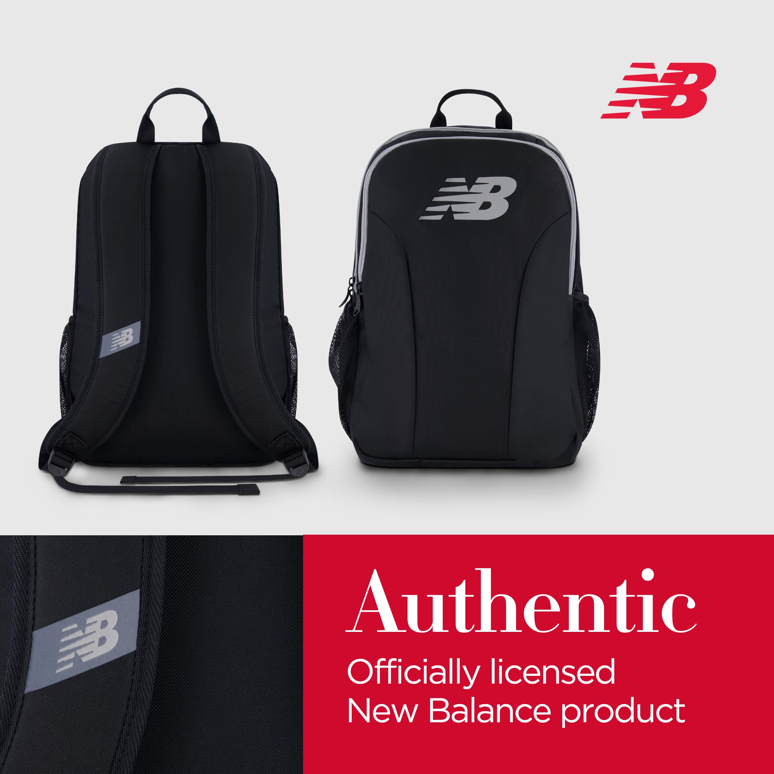 New Balance 19 Inch Laptop Backpack for Men & Women - Durable Travel Computer Bag with USB Charging Port - Perfect for Work, School & Business Trips (Black)
