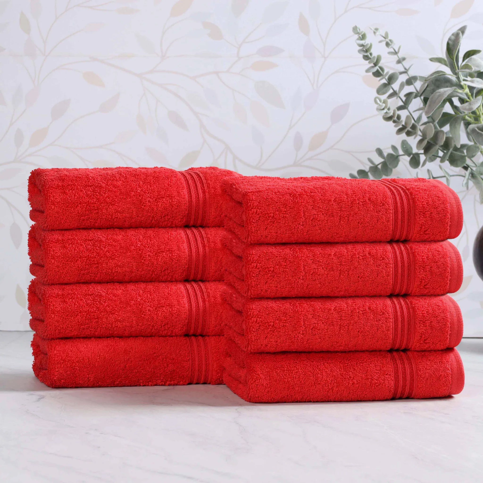 Premium 100% Egyptian Cotton Plush Hand Towels - Ultra Soft & Absorbent Bath Towel Set of 8 for Bathroom, Kitchen & Spa Luxury (24x16 Inches)