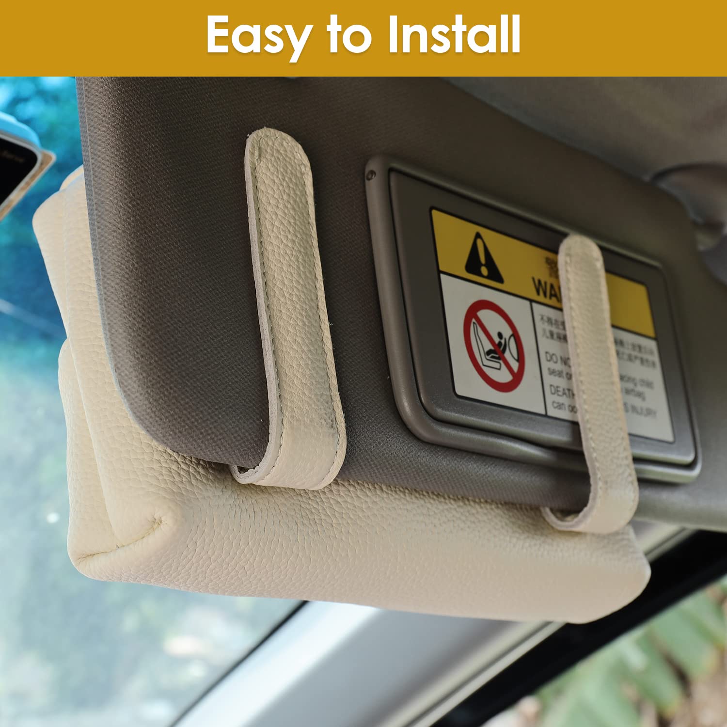 KINIVA Car Sun Visor Tissue Box Holder - Leather Napkin Dispenser for Car Visor (White) | Perfect for Road Trips, Daily Commutes & Keeping Your Car Clean