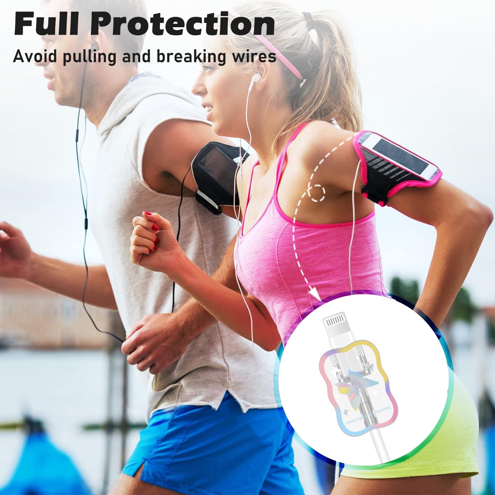 Glitter Butterfly DIY Cable Protector for iPhone Charger - Cute Waves Design USB Wire Saver Compatible with iPhone 11/12/13/14 Pro Max/Plus/XS - Perfect for Home, Office & Travel Accessories