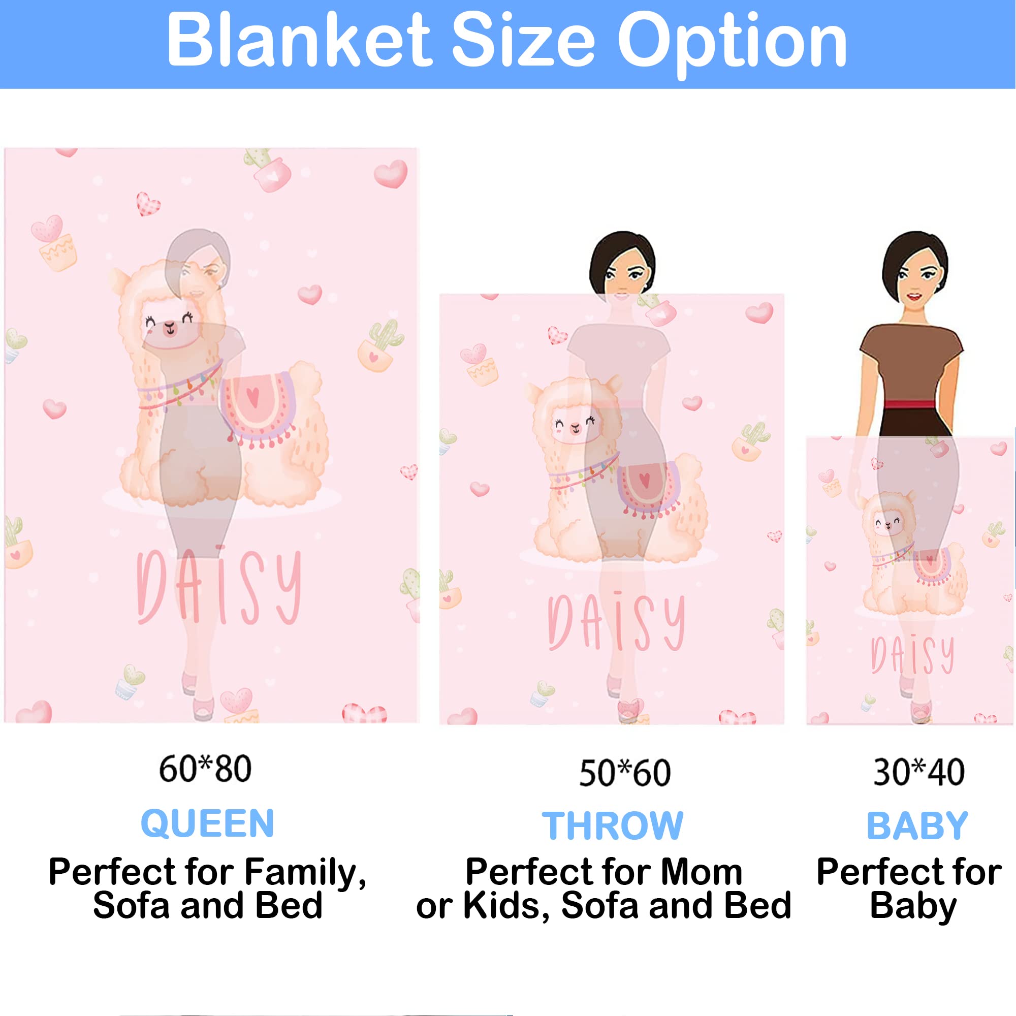Custom Personalized Baby Girl Blanket with Name - 30x40 Inch Soft Fleece Llama Blanket for Newborns & Toddlers - Perfect for Nursery, Gift, Photo Shoots & Cuddling