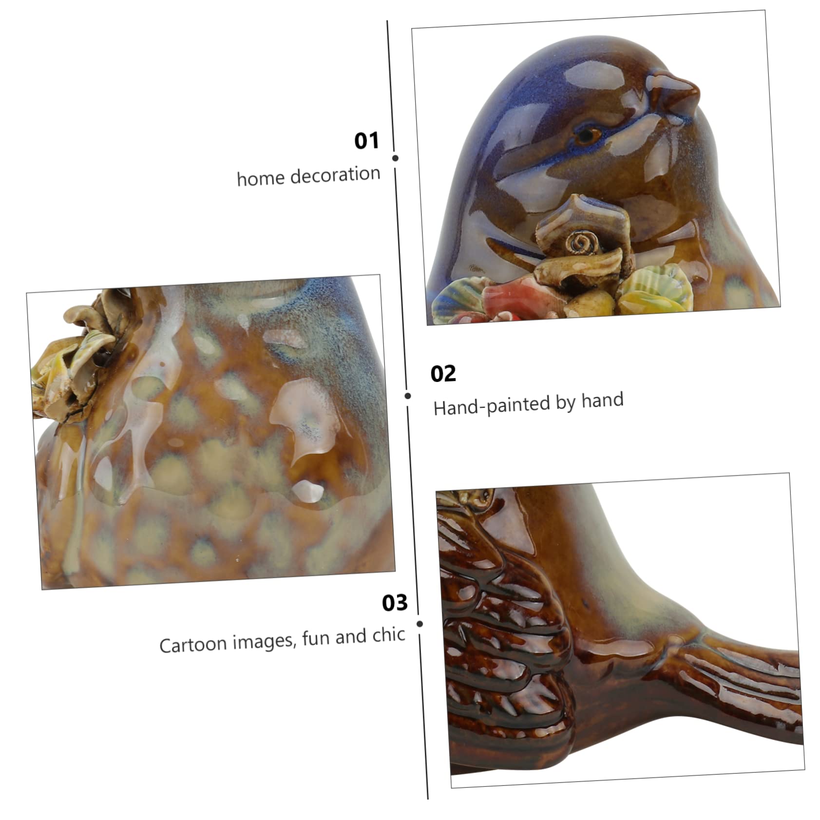 DOITOOL 2-Pack Ceramic Bird Ornaments - Handcrafted Home Decor for Tabletop, Shelf & Mantel - Perfect for Living Room, Bedroom & Office Decoration
