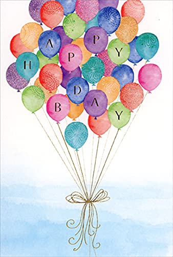 Pictura Balloon Bouquet with Gold Foil String - Elegant Birthday Card for Women, Men, Party Decorations | Perfect for Birthday Gifts, Anniversary Celebrations & Special Occasions