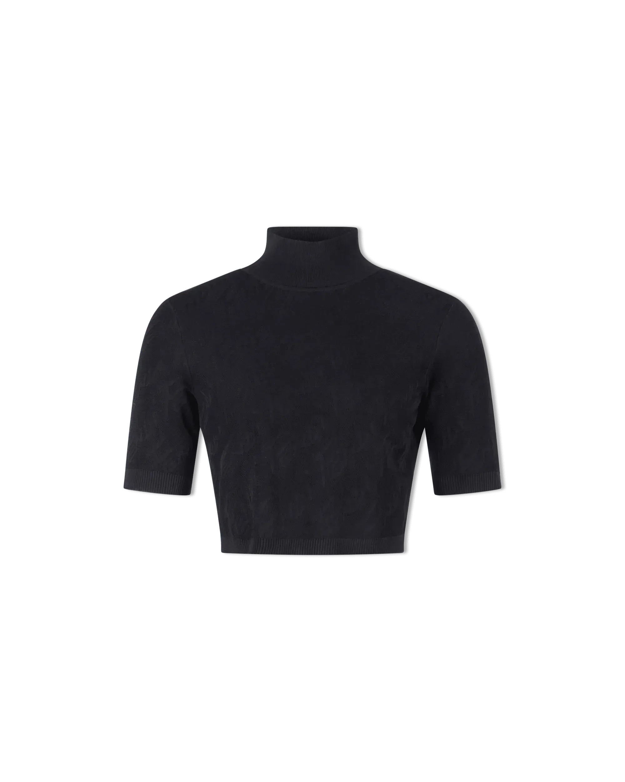 Fendi Brush Mock Neck Crop Top for Women | Trendy Short Sleeve Fashion Tops | Perfect for Casual Outings, Parties & Date Nights