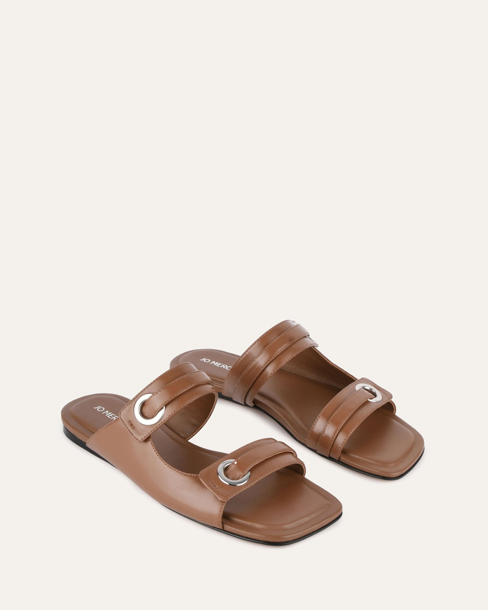 Quinn Flat Sandals for Women - Dark Tan Genuine Leather Comfortable Slides - Perfect for Beach, Vacation & Summer Outfits