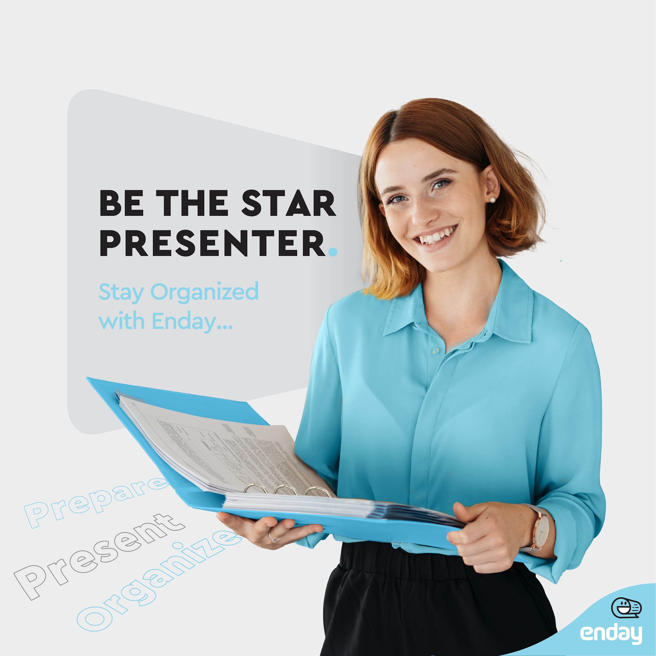 Enday 1.5 Inch Blue 3-Ring Binder with Clear View Cover & 2 Inside Pockets - Durable School & Office Supplies for Organizing Documents, Homework, Presentations - Perfect for Students, Teachers & Professionals