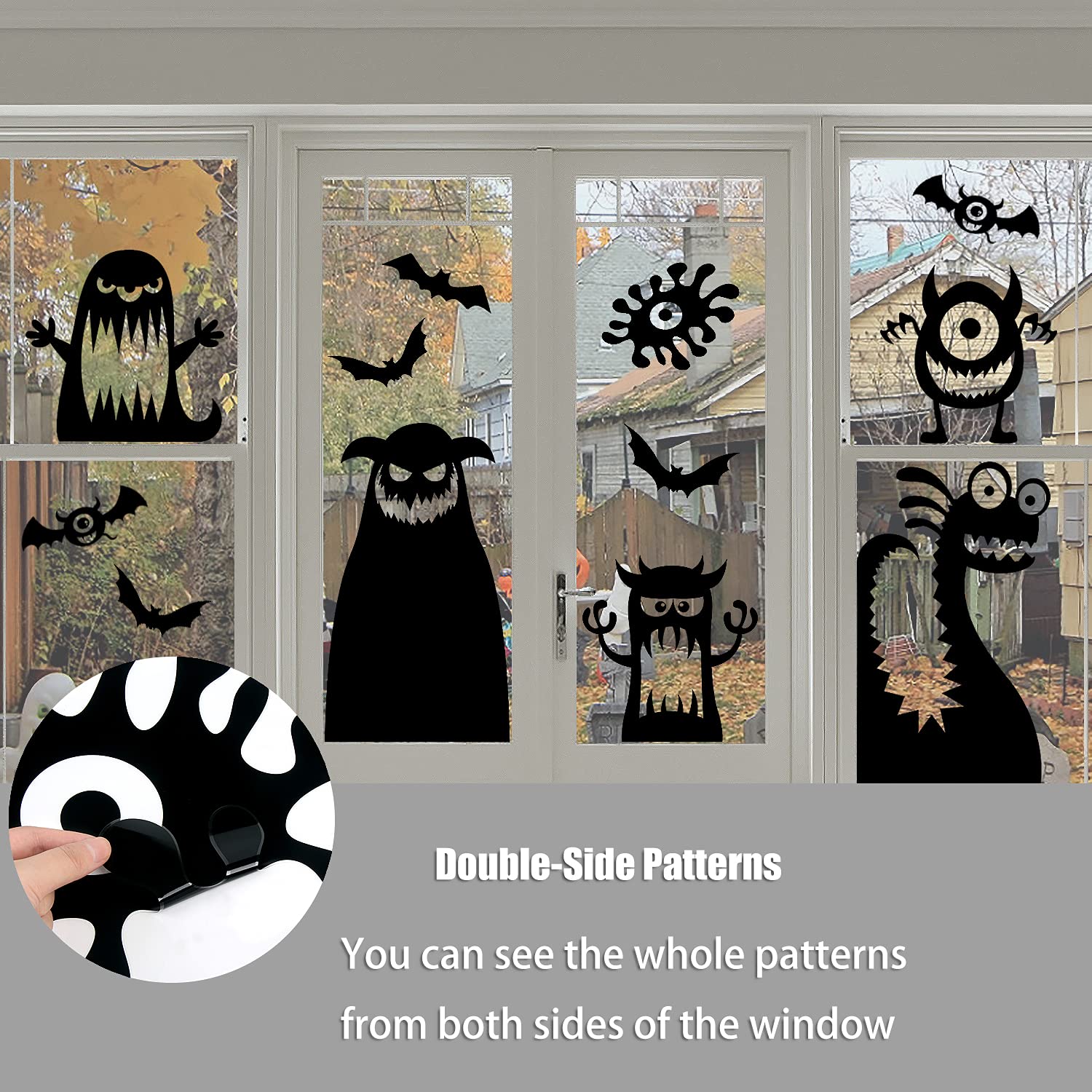 STEFORD 11-Piece Halloween Window Clings - Giant Monster Window Decals & Stickers for Halloween Party Decorations | Spooky Home, Office & Classroom Decor