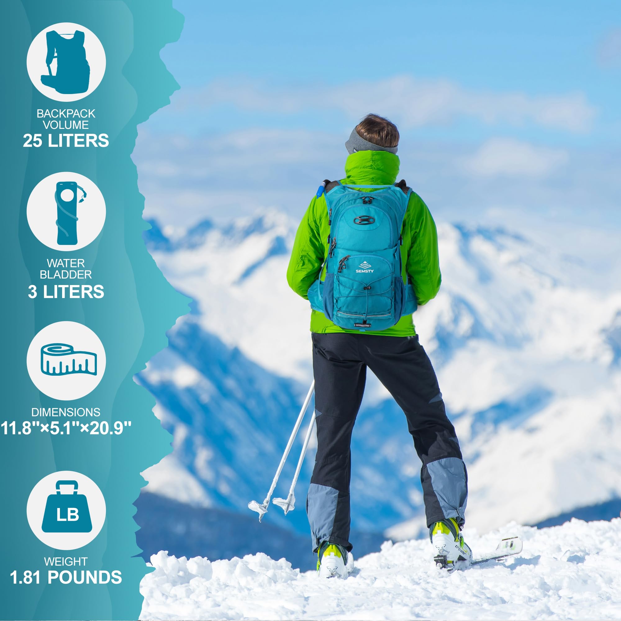25L Hydration Backpack with 3L Water Bladder & Rain Cover - Lightweight Hiking Backpack for Camping, Cycling, Running, Hiking | Perfect for Outdoor Adventures, Travel & Daily Use (Men & Women)