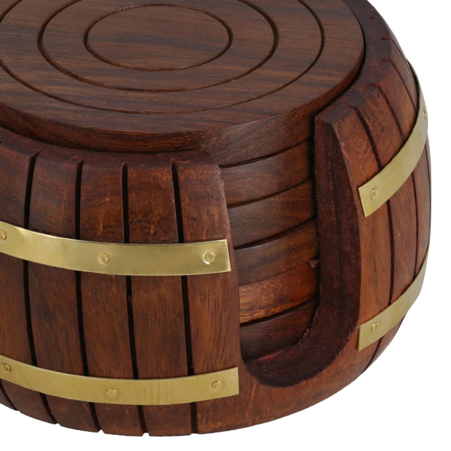 ITOS365 Set of 6 Natural Wood Drink Coasters - Absorbent & Reusable for Coffee, Tea, Beer, Wine & Cocktails - Perfect for Home, Office & Bar Use