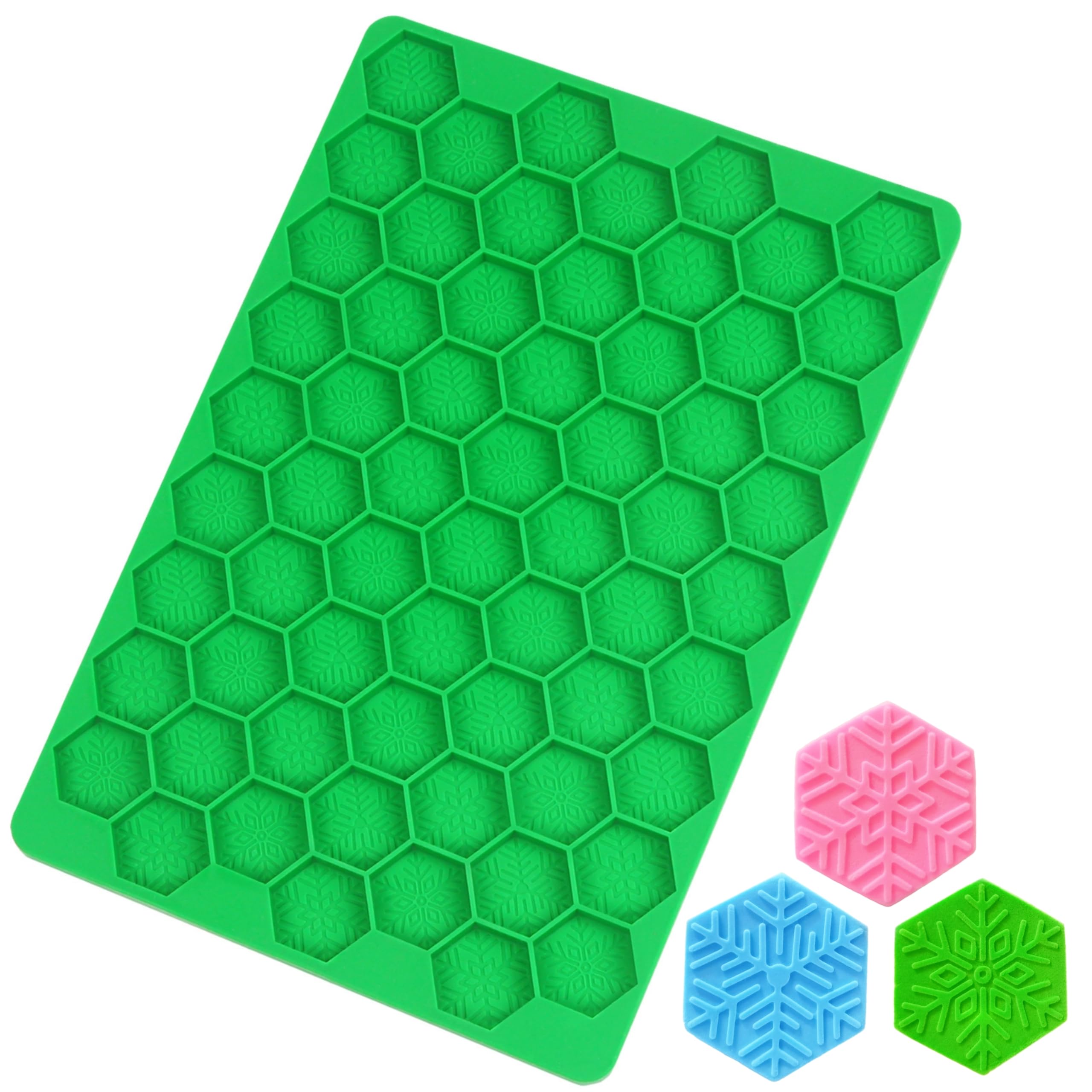 Hexagon Snowflake Silicone Molds for Chocolate, Gummy Candy, Wax Melts & Ice Cubes - Christmas Baking & DIY Crafts - Includes Scraper for Easy Use - Perfect for Holiday Treats, Party Favors & Home Decor