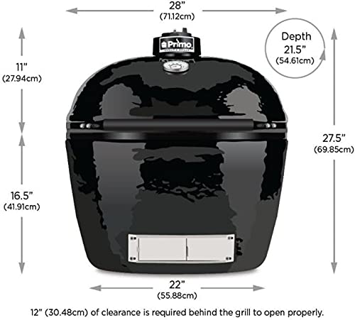 Primo Kamado XL 400 Oval Ceramic Charcoal Grill with Stainless Steel Grates - Outdoor BBQ, Smoking, Roasting & Baking - Perfect for Backyard, Patio & Tailgating (Black, 28