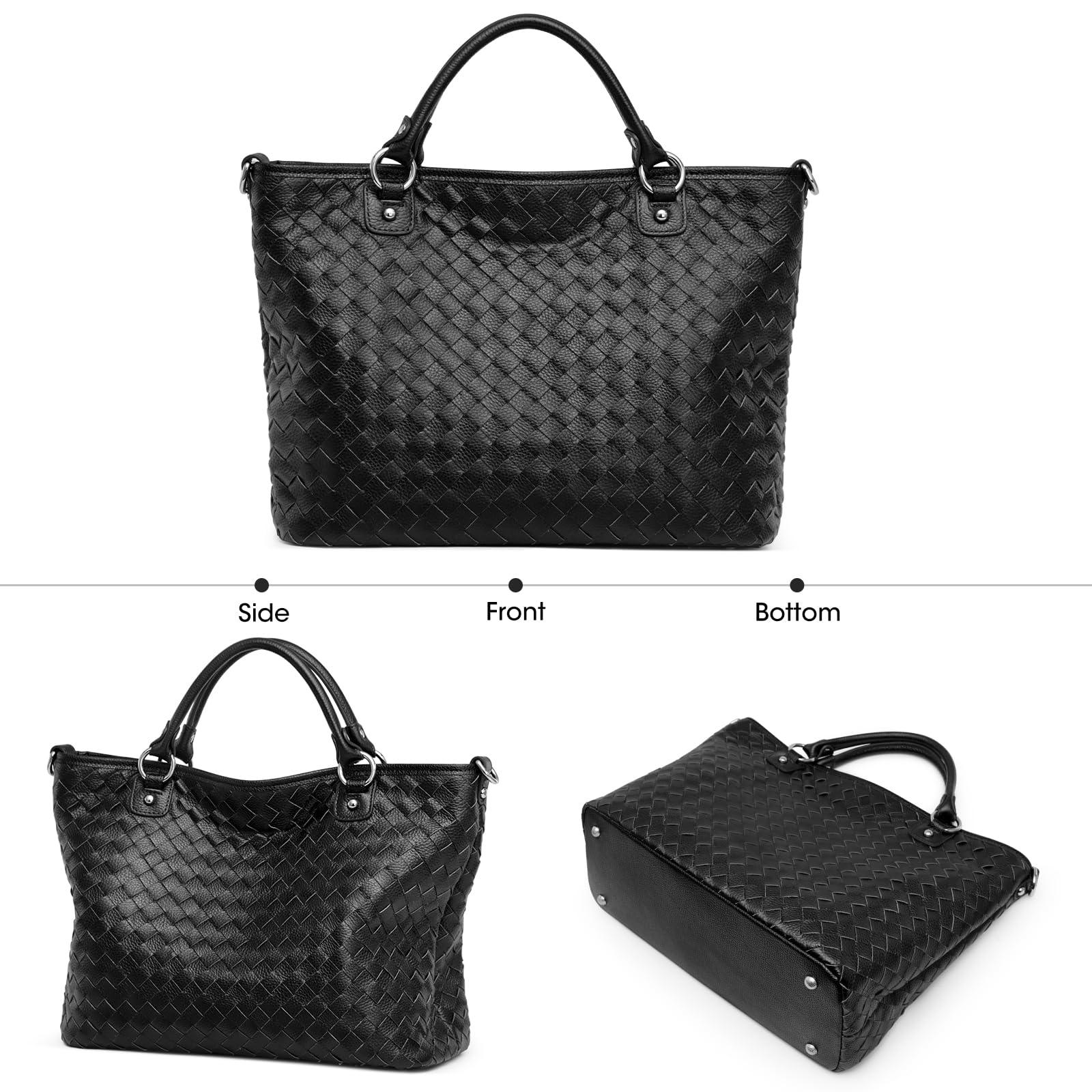 Stylish Kattee Woven Leather Tote Bag for Women - Large Retro Handmade Shoulder Purse | Perfect for Work, Travel & Shopping