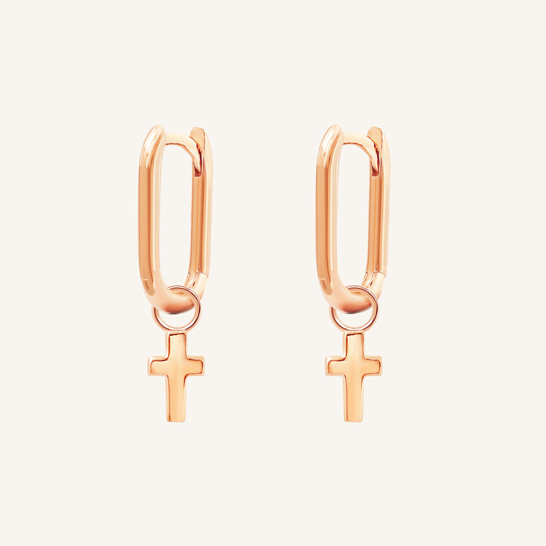 Stylish Cross Rectangle Hoop Earrings for Women - Trendy Geometric Jewelry for Everyday Wear & Special Occasions