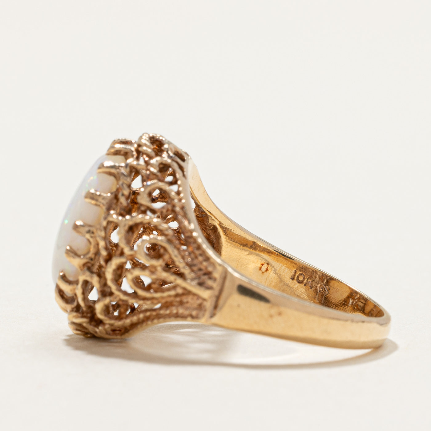 Opal Textured Cocktail Ring - 3.50 Carat Genuine Opal - Size 7 - Elegant Statement Jewelry for Evening Parties & Special Occasions