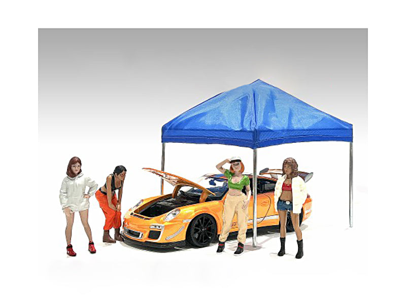 1/24 Scale Hip Hop Girls 4-Piece Figure Set for Model Cars & Dioramas - Perfect for Urban Street Scenes & Custom Car Displays