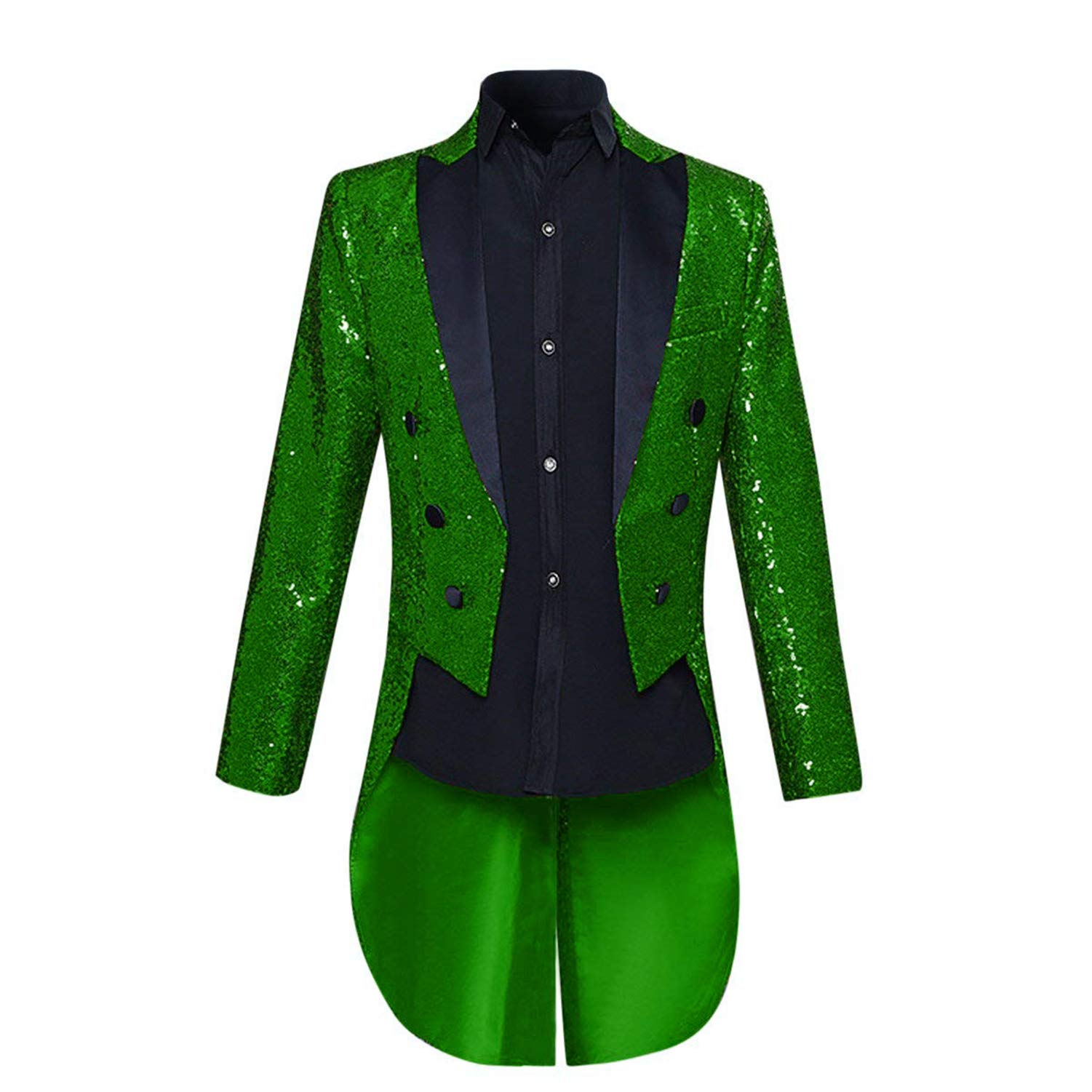 Setwell Men's Black Sequin Tailcoat Jacket Suit Blazer - Elegant Formal Wear for Weddings, Prom & Special Occasions