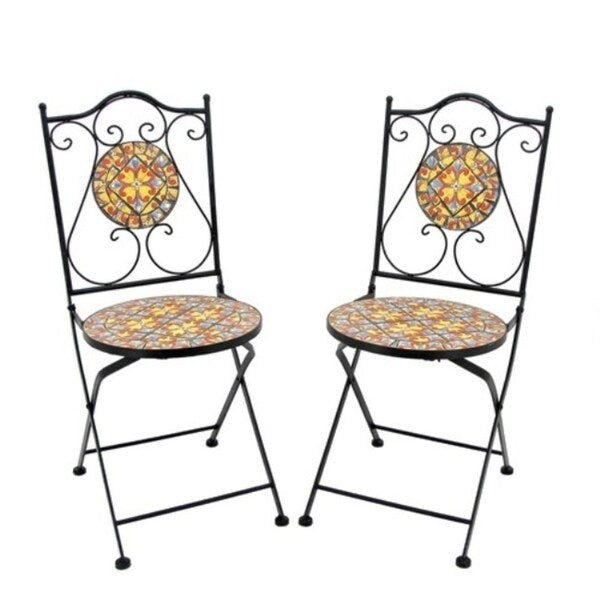 Barcelona Mosaic Bistro Set - 4-Piece Outdoor Patio Dining Table and Chairs - Handcrafted Spanish-Style Garden Furniture for Balcony, Terrace & Backyard Decor