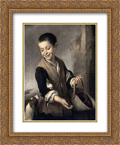 Bartolome Esteban Murillo 15x17 Inch Gold Ornate Framed Museum Art Print - Boy with a Dog Painting, Double Matted Wall Decor for Living Room, Bedroom & Office