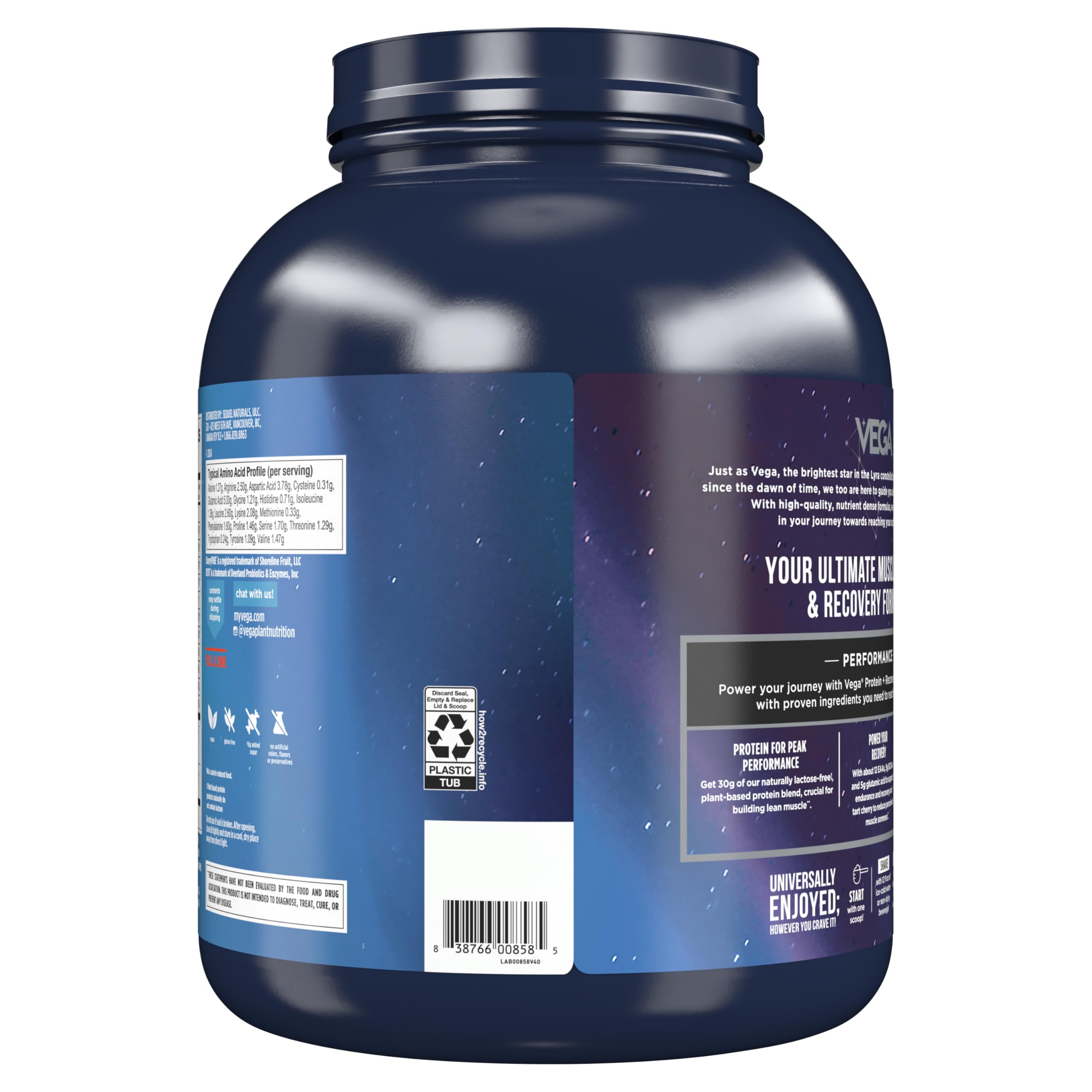 Vega Sport Premium Vegan Protein Powder - Chocolate Flavor (45 Servings, 4lbs 5.9oz) | 30g Plant-Based Protein, 5g BCAAs | Dairy-Free, Gluten-Free, Non-GMO Pea Protein for Men & Women | Ideal for Post-Workout Recovery, Muscle Building & Healthy Lifestyle (Packaging May Vary)