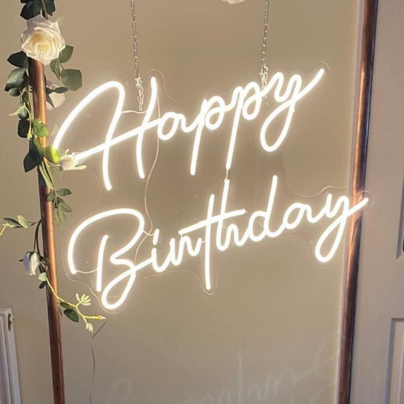 28 Inch Large Happy Birthday LED Neon Sign - Personalized Warm White Neon Light for Birthday Party, Wall Decoration, Bar, Rave, Home Decor & Christmas Gift - Perfect for Bedroom, Living Room, Game Room & Special Events