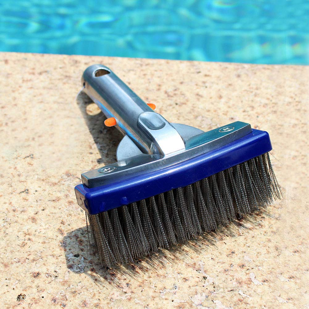 Stainless Steel Pool Brush 5.5 Inch - Heavy Duty Swimming Pool Scrub Brush for Walls & Floors - Perfect for Home Pools, Spas, Ponds, and Fountains - Pool Cleaning Supplies & Equipment