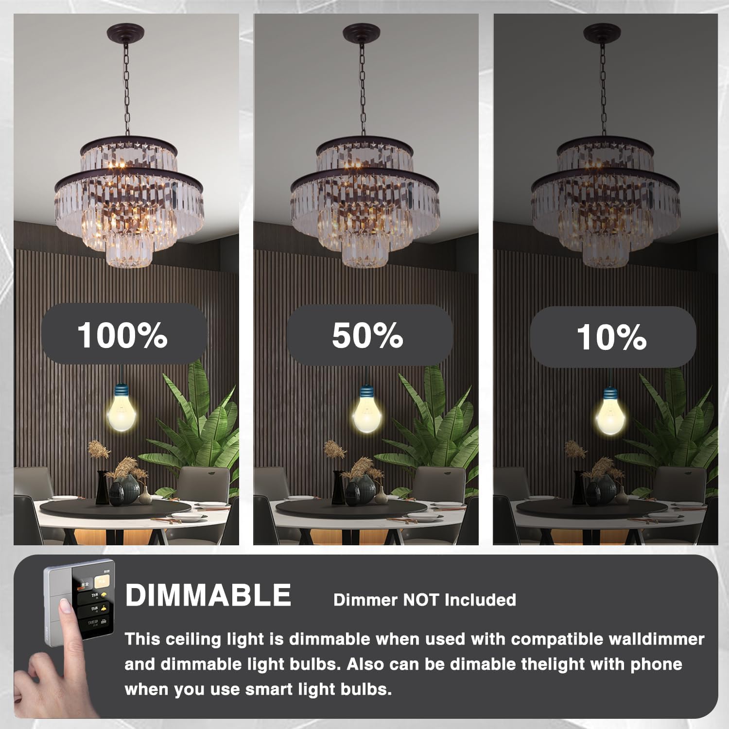 7-Light 4-Tier Brown Crystal Chandelier Pendant Light Fixture for Dining Room, Bedroom, Entryway & Living Room - Elegant Ceiling Lighting for Home Decor & Wedding Venues
