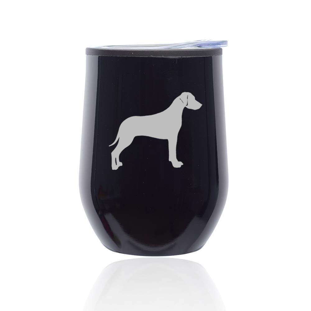 Stemless Wine Tumbler with Lid - 16oz Insulated Coffee Travel Mug for Hot & Cold Drinks - Durable Glass Cup with Rhodesian Ridgeback Design (Midnight Black) - Perfect for Home, Office, Camping & Gifts