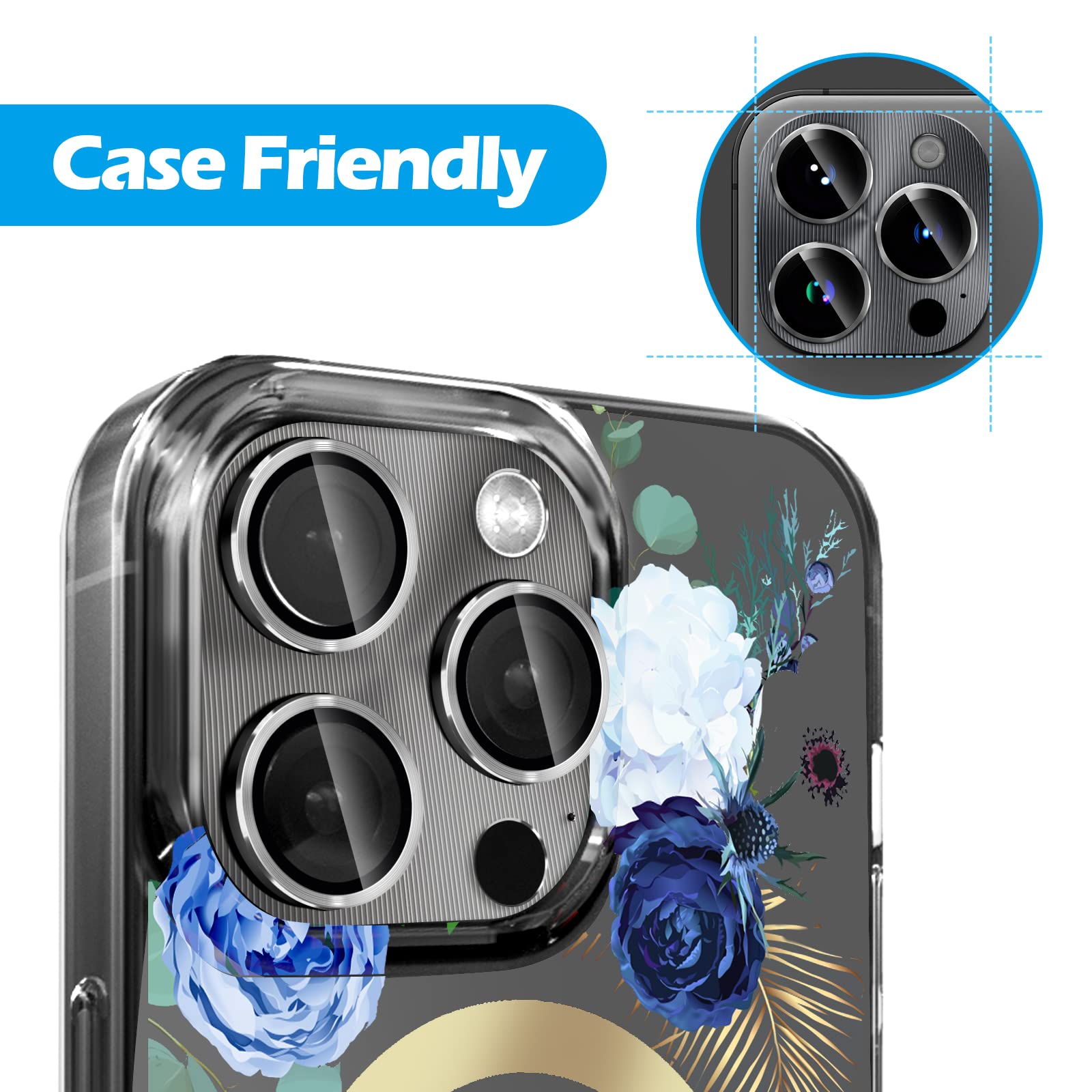 2 Pack Tempered Glass Camera Lens Protector for iPhone 16 Pro Max & iPhone 15 Pro Max - 3D Full Coverage Metal Ring Case - Original Black - Scratch Resistant Screen Protector for Photography & Outdoor Adventures