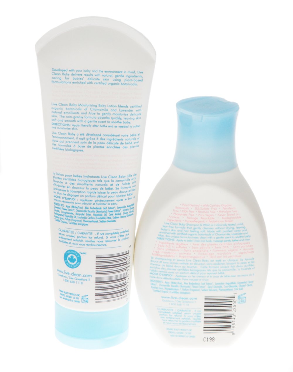 Live Clean Baby Eco-Friendly Tearless Shampoo & Wash Plus Baby Lotion - Gentle Hypoallergenic Formula for Newborns & Sensitive Skin - Perfect for Daily Bath Time & Baby Care Routine